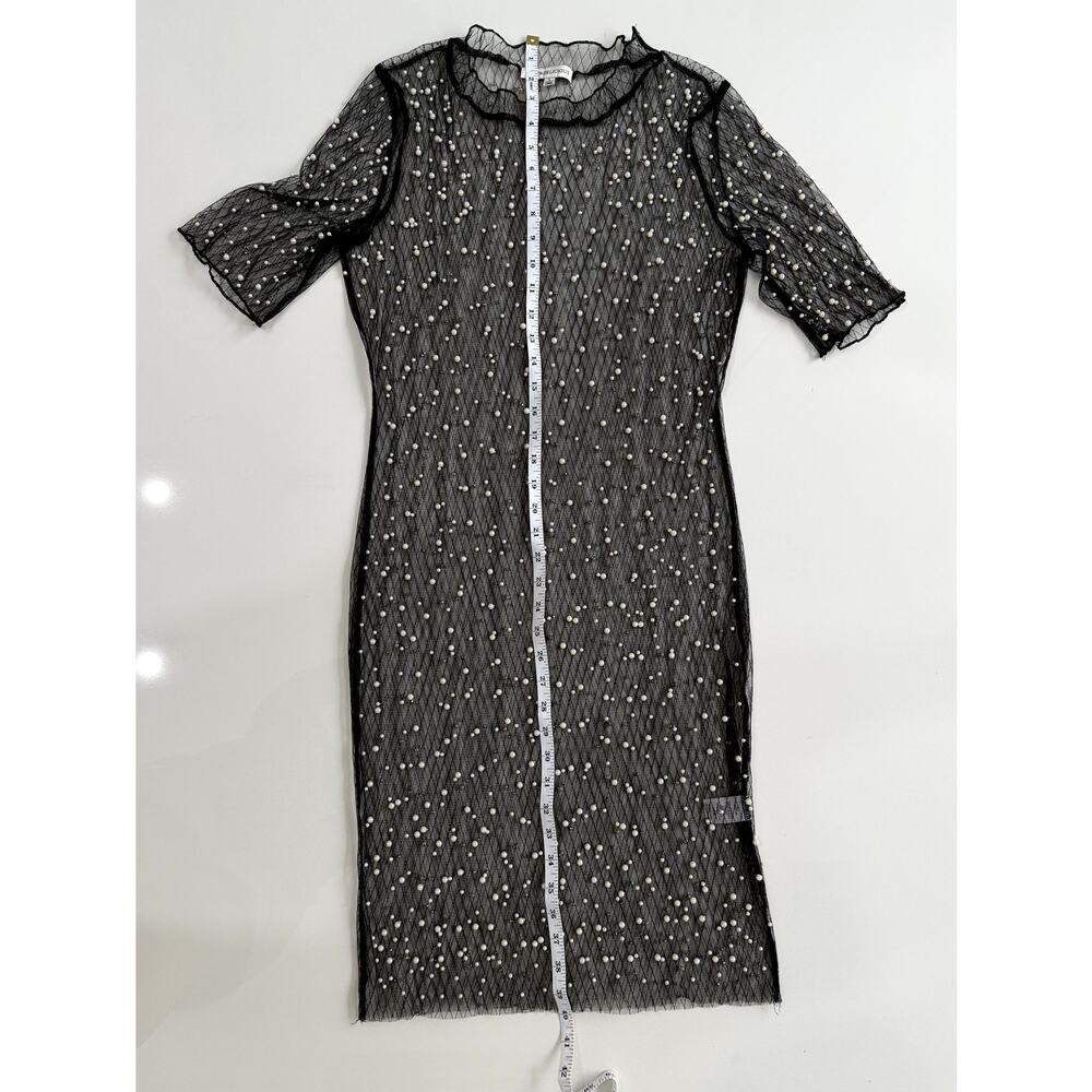 Hot & Delicious Black Sheer pearl dress/cover up L - Picture 11 of 12